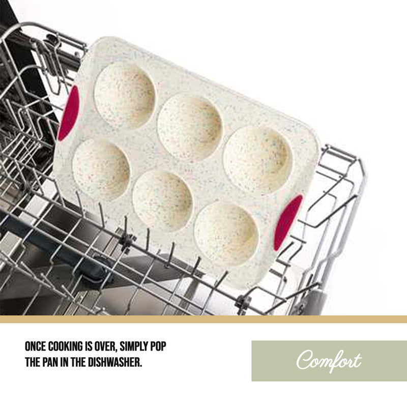 Trudeau Structure White Confetti 6-Cup Jumbo Muffin Pan â€“ Premium Steel-Reinforced Silicone Bakeware, Nonstick BPA-Free Cupcake & Muffin Mold â€“ Oven, Freezer & Dishwasher Safe - Image 5